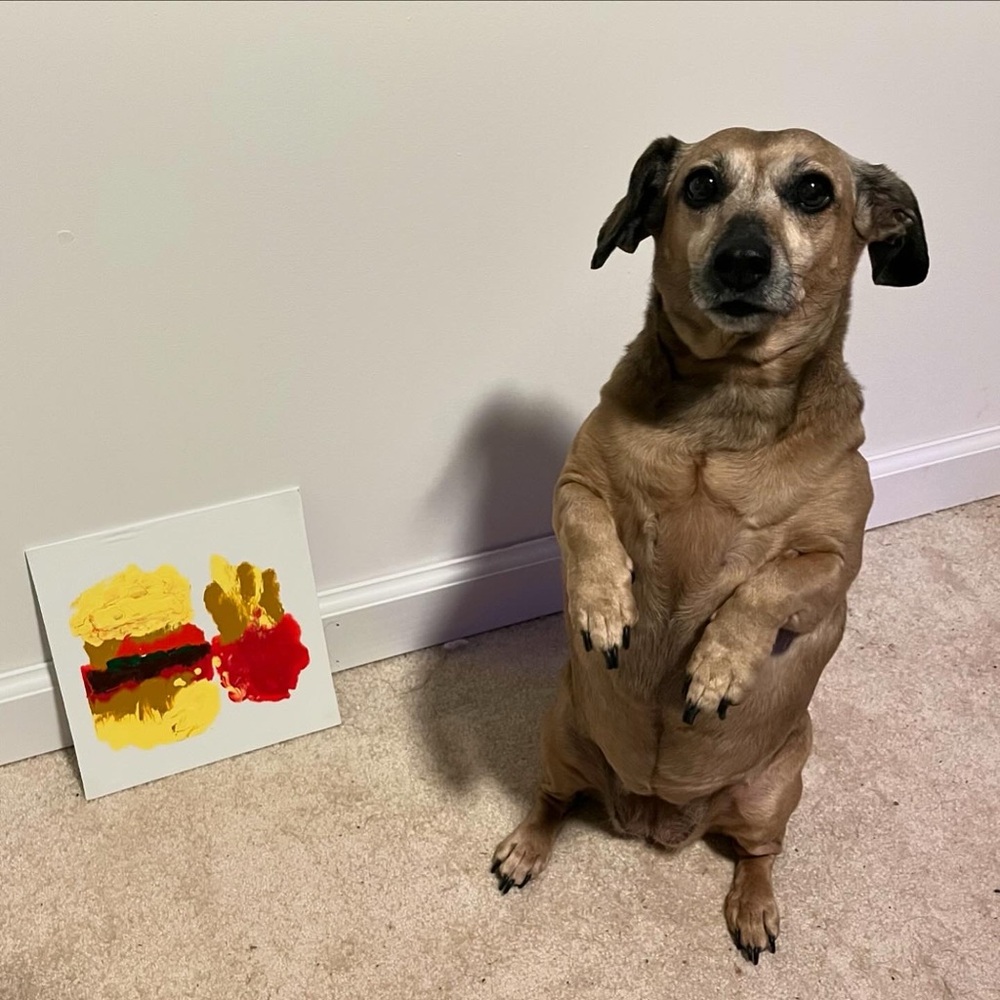 “Burger&Fries” Acrylic Painting by Talented Dachshund